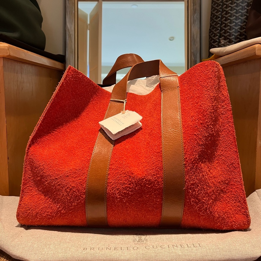 brunello cucinelli suede tote